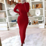 Autumn And Winter Women's Fashionable Long-Sleeved Knitted Sweater Dress