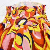 Casual Printed Low Back Strapless Loose Summer High Waist Women's Jumpsuit