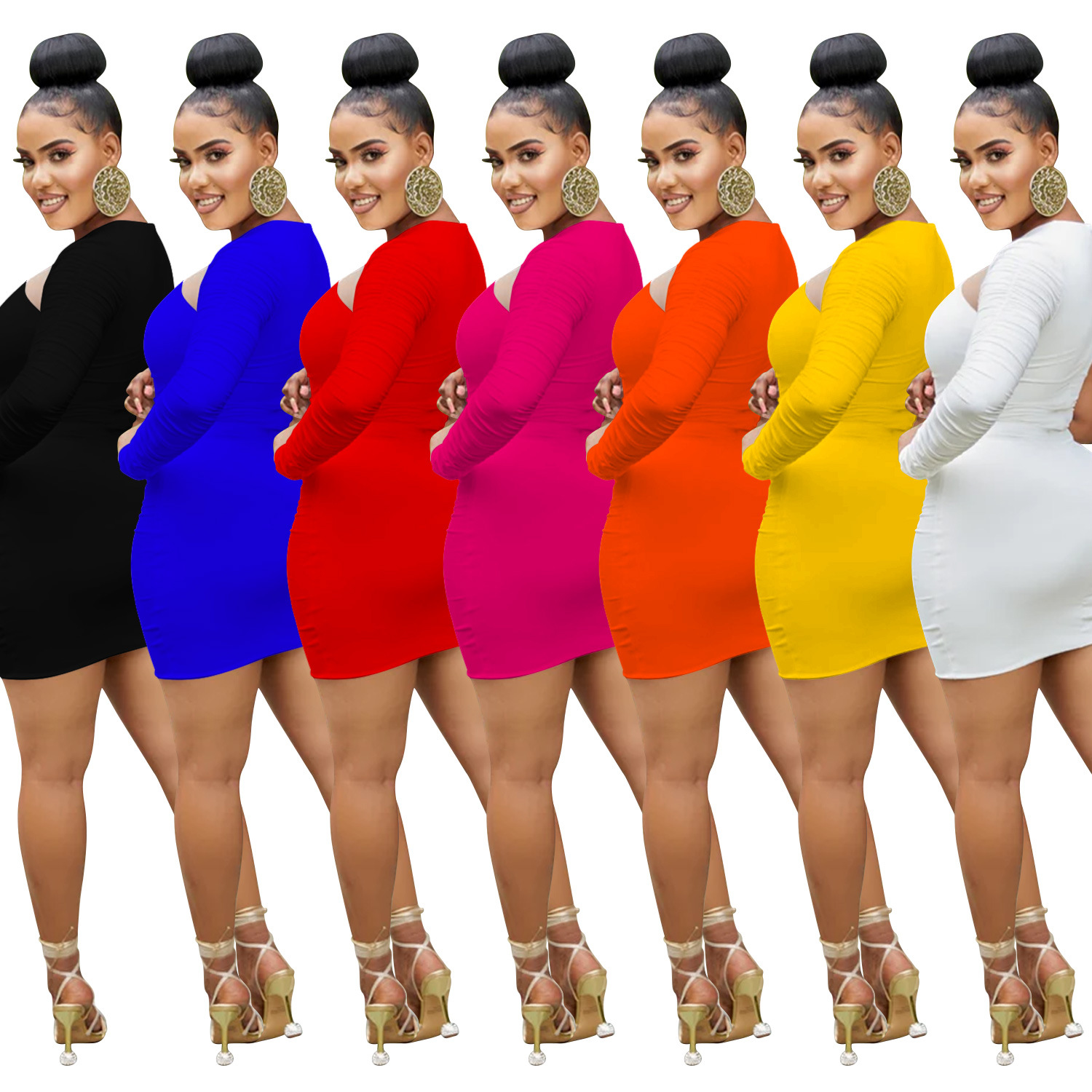 Solid One-Shoulder Asymmetric Dress for Evening Events
