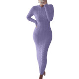 Autumn And Winter Women's Fashionable Long-Sleeved Knitted Sweater Dress