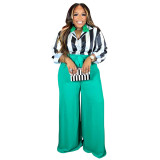 Plus Size Women's Printed Shirt Elegant Wide Leg Pants Fashion Casual Suit