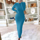 Autumn And Winter Women's Fashionable Long-Sleeved Knitted Sweater Dress