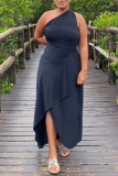 Sexy Solid Color Irregular One Piece Multi-Way Lace-Up Maxi Dress