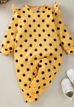 Baby Girl Printed Polka Dot Sunflower Long Sleeve Romper Baby Girl Printed Polka Dot Sunflower Long Sleeve Romper
