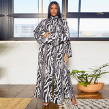 Women Lantern Long Sleeve Top and Wide Leg Pants Printed Casual Two-piece Set