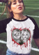 Halloween Women Dark Bloody Short Sleeve Patchwork T-Shirt