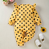 Baby Girl Printed Polka Dot Sunflower Long Sleeve Romper
