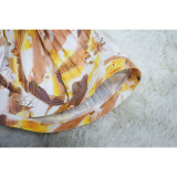 Women Lantern Long Sleeve Top and Wide Leg Pants Printed Casual Two-piece Set