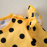 Baby Girl Printed Polka Dot Sunflower Long Sleeve Romper