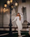 Women Solid Long Sleeve Slit Top and Pant Two Piece Set