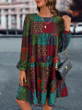 Women long sleeve printed dress