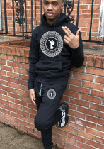 Stylish Abstract Print Hooded Comfortable Casual Hoodies Sweatpants Two-Piece Set Stylish Abstract Print Hooded Comfortable Casual Hoodies Sweatpants Two-Piece Set