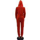 Women's Solid Color Zipper Fashion Casual Sports Two-Piece Pants Set