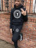 Stylish Abstract Print Hooded Comfortable Casual Hoodies Sweatpants Two-Piece Set