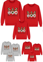 Merry Christmas Family wear Santa Claus gift red and green print Round Neck plus velvet Top