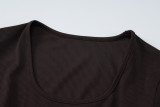 Women's Autumn Fashion Loose U-Neck Lace-Up Back Long Sleeve Dress