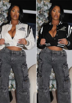 Women's Clothing Embroidery Letter Button Fashion Baseball Jacket Women's Clothing Embroidery Letter Button Fashion Baseball Jacket