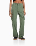 Summer Casual Army Green Cargo Pants Women's Trendy High Waist Slim Fit Trousers