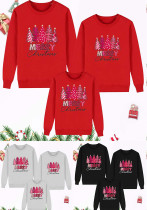 Merry Christmas Family wear red Christmas tree print Round Neck Top