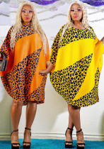Fashion Women's Print Contrast Color Pullover Long Sleeve Loose Dress Fashion Women's Print Contrast Color Pullover Long Sleeve Loose Dress