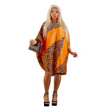 Fashion Women's Print Contrast Color Pullover Long Sleeve Loose Dress
