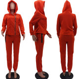 Women's Solid Color Zipper Fashion Casual Sports Two-Piece Pants Set