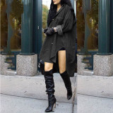 Women Long Sleeve irregular sides Denim Shirt