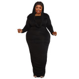 Women Long Sleeve Gathered Bodycon Dress