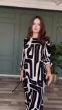Women Autumn Geometric Print Elegant Dress