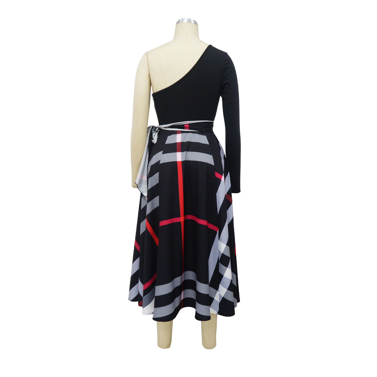 Printed One-Shoulder Slit Dress for Evening Wear
