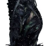 Women Solid Strapless Backless Sequin Feather Dress