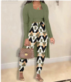 Women Printed Jacket and Trousers Three-Piece