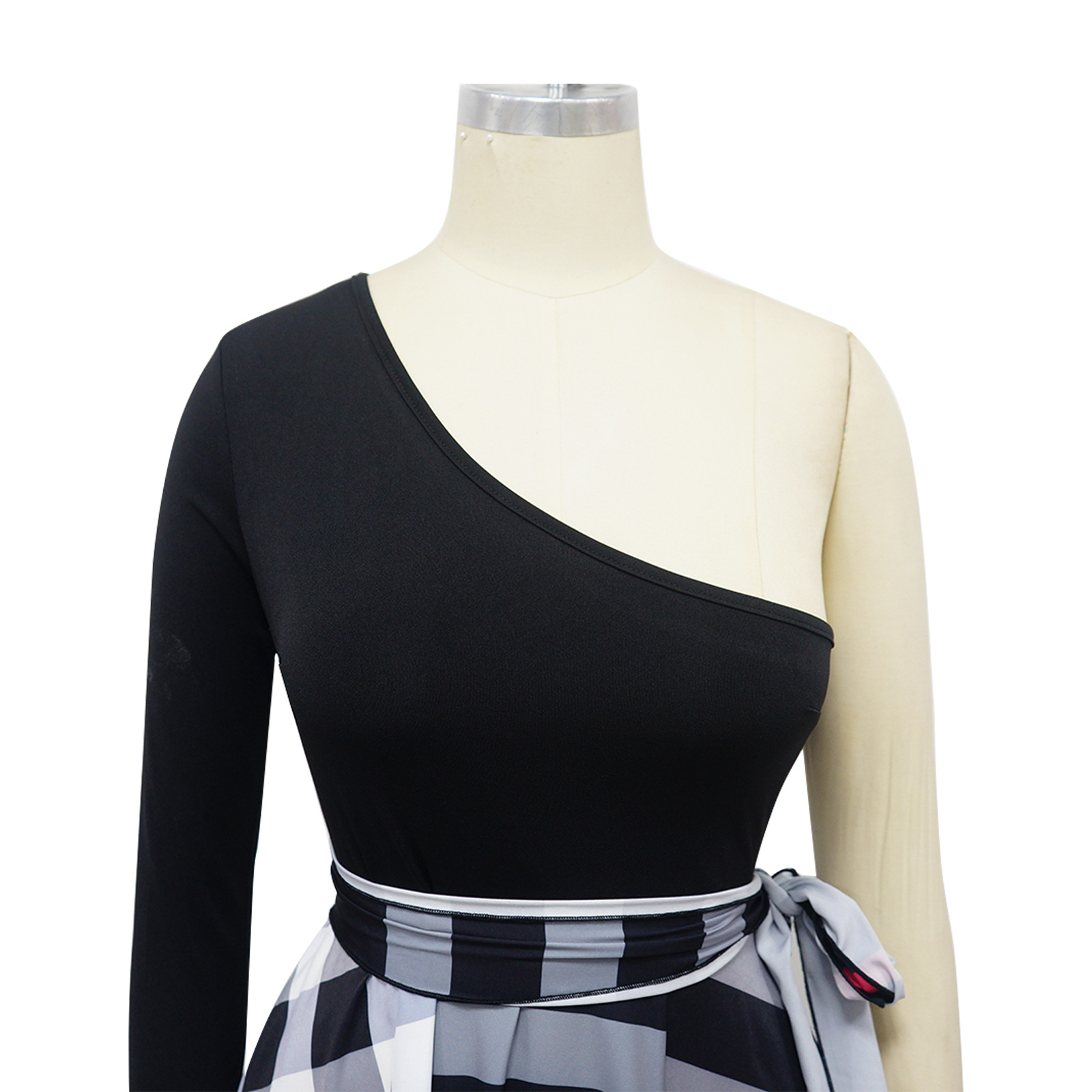 Printed One-Shoulder Slit Dress for Evening Wear