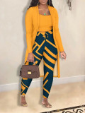 Women Printed Jacket and Trousers Three-Piece