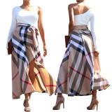 Women one shoulder printed slit dress