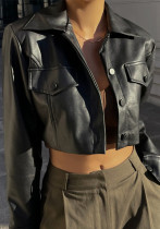 Women Sexy Crop PU-Leather Jacket Women Sexy Crop PU-Leather Jacket