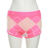 Autumn Women's Fashion Contrast Color High Waist Slim Shorts