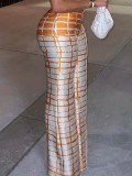 Classic Check Casual Plus Size Pants