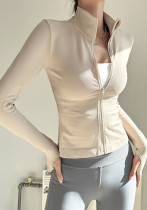 Autumn Zipper Stand Collar Sports Top Stretch Windproof Yoga Wear Women's Running Slim Fit Fitness Jacket Autumn Zipper Stand Collar Sports Top Stretch Windproof Yoga Wear Women's Running Slim Fit Fitness Jacket