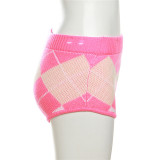Autumn Women's Fashion Contrast Color High Waist Slim Shorts