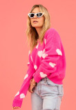 Winter Women's Sweater Heart Print Round Neck Pullover Plus Size Sweater For Women