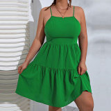 Plus Size Women's Slim Waist Large Swing Sexy Low Back Straps Holidays Dress