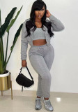 Women's Fleece Hoodies Hooded Sports Casual Three-Piece Tracksuit