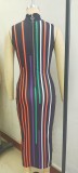 Sexy Slim Zipper Digital Print Sleeveless Bodycon Dress Night Club Wear