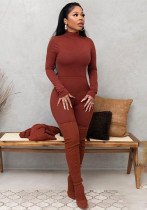 Women's Autumn And Winter Tight Fitting High Neck Long Sleeve Tops And Pants Two-Piece Street Casual Suit For Women Women's Autumn And Winter Tight Fitting High Neck Long Sleeve Tops And Pants Two-Piece Street Casual Suit For Women