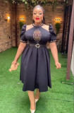 Fashionable Chic Formal Party Evening Gown African Women Plus Size Beaded Dress