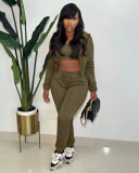 Women's Fleece Hoodies Hooded Sports Casual Three-Piece Tracksuit
