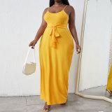 Spring/Summer Plus Size Belt Slim Fit Strap Long Dress