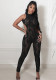 Autumn Women's Sleeveless Low Back Hollow Slim High Waist Jumpsuit