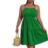 Plus Size Women's Slim Waist Large Swing Sexy Low Back Straps Holidays Dress